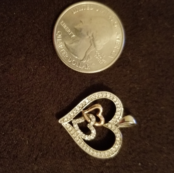 10kt Solid Gold and 925 Silver Diamond Heart Set - Picture 12 of 12